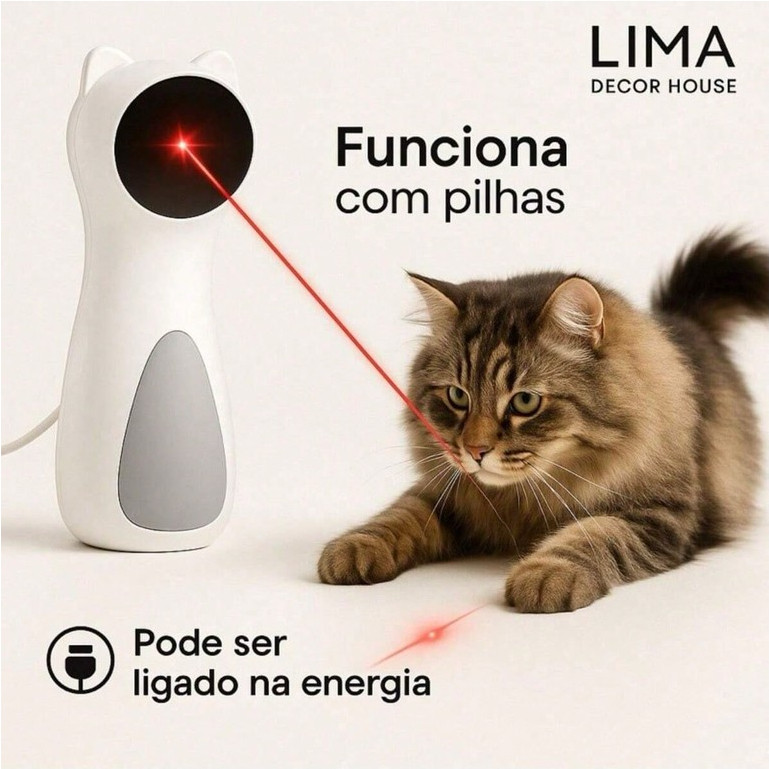 Laser Interativo Giratório Automático para Gatos Brinquedo Para Gato Pet Laser Automático Luz Led