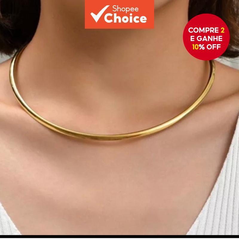 Colar Legal Brilhante Dourado Estilo Coreano Anel Design Clavícula Corrente Versátil Acessório Exagerado