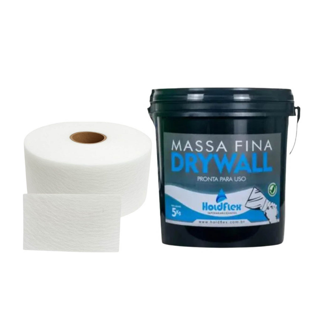 Kit Drywall - Massa p/ Drywall com Rolo de Fita de Véu Fiber Fuse