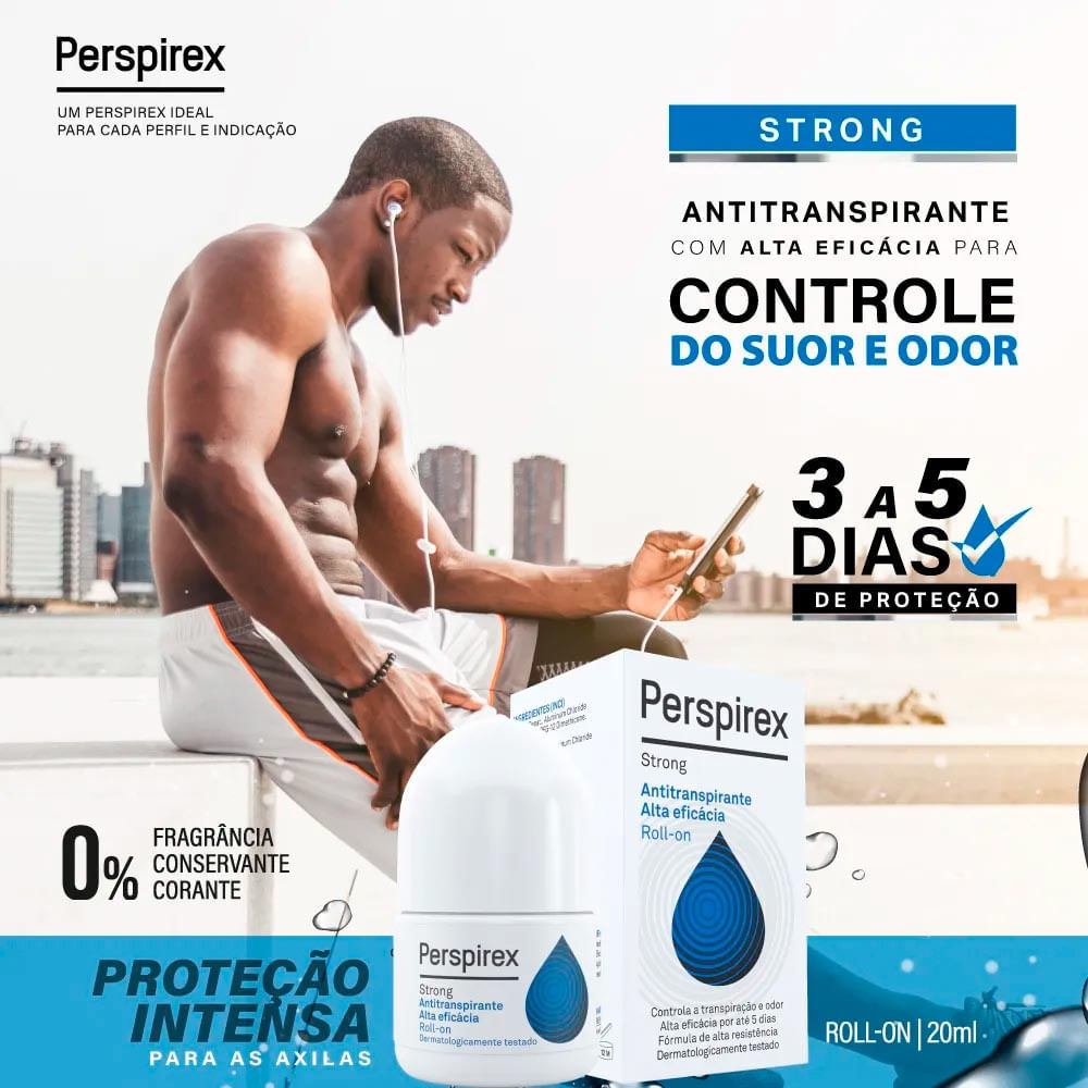 Detalhes do Desodorante Perspirex Strong Roll-on Antiperspirante 20ml