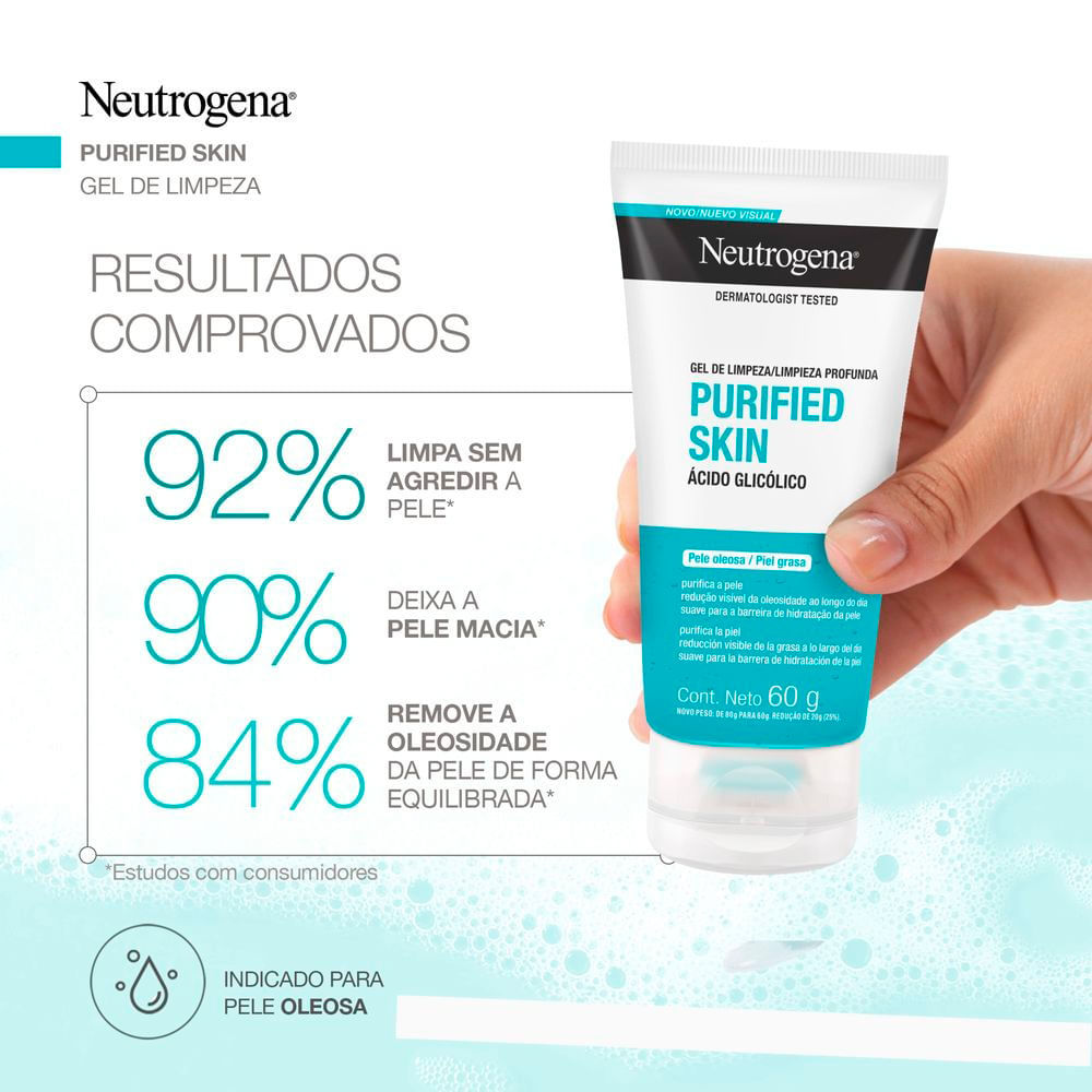 Detalhes do Neutrogena Purified Skin Gel Limpeza Profunda 60g