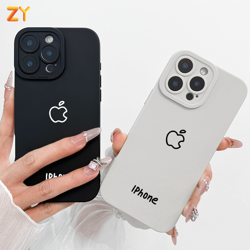 Capa Para iPhone 17 Pro Max Ar 16 15 14 13 12 11 XS XR 7 8 Plus Silicone Macia Pintada À Mão Logotipo Da Apple ZYCase em Oferta na Shopee