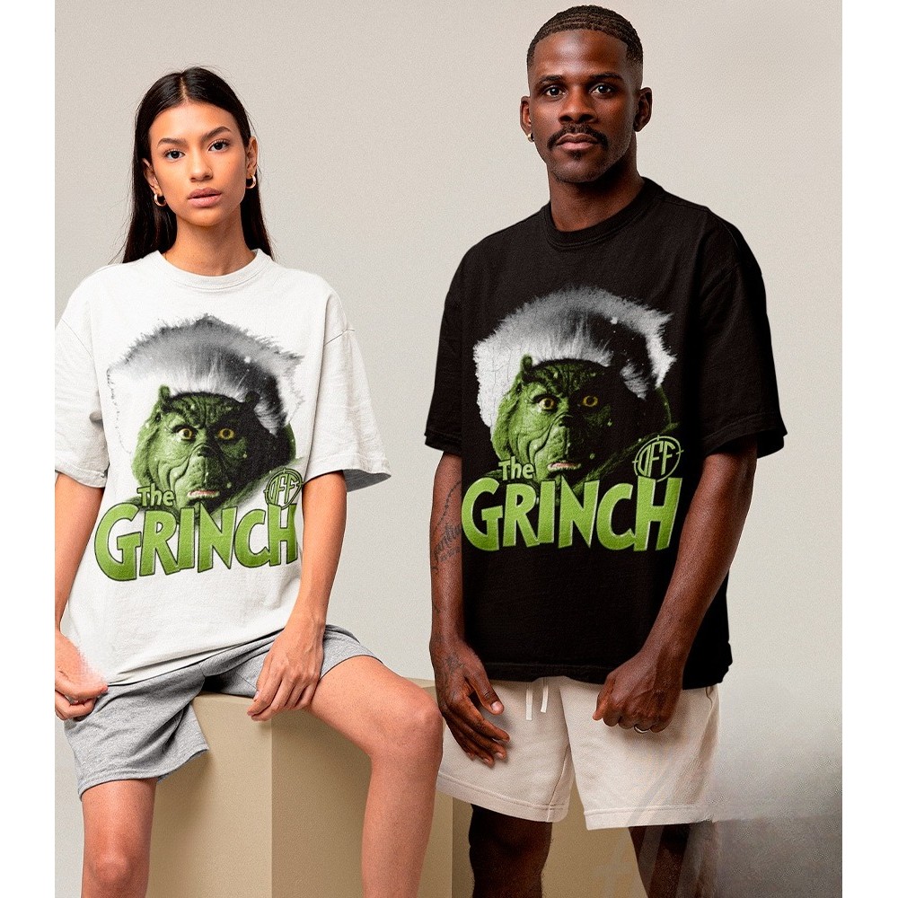 [Camiseta Premium em Algodão Puro]GXG Camiseta Streetwear Basica Ou Oversized Off Concept Personagem Grinch Natalino Uni