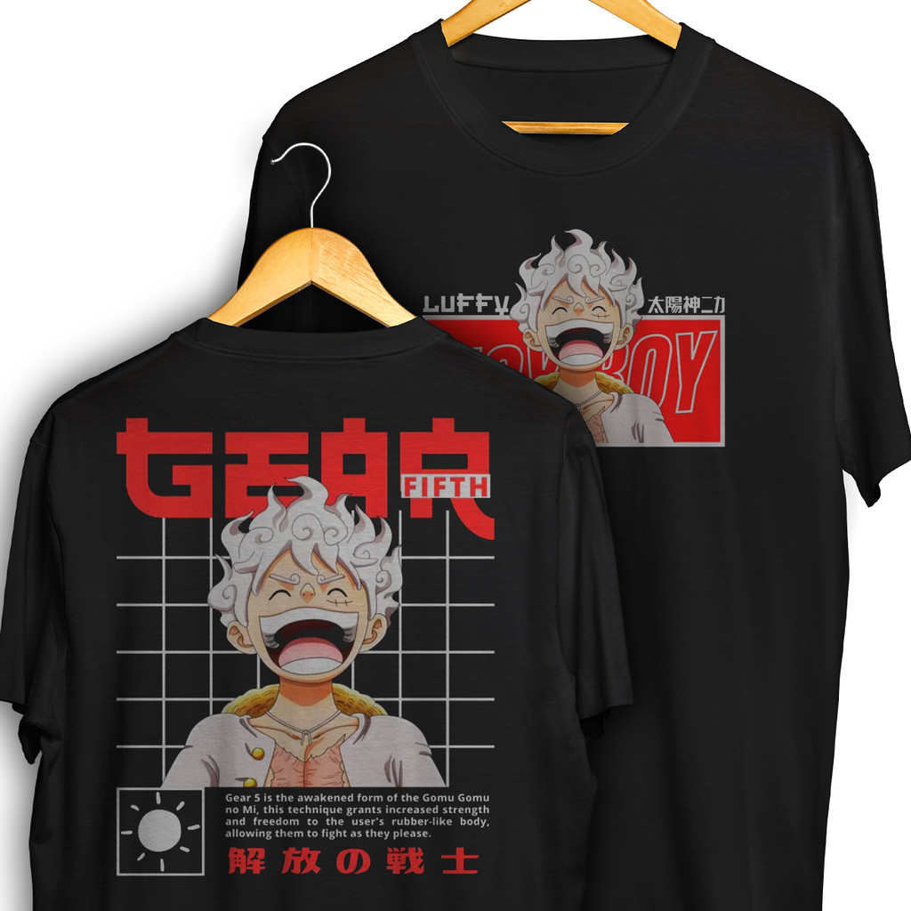 Camiseta One Piece Luffy Gear 5 Awakening Joy Boy Frente E Verso Blusa Camisa 100% Algodão
