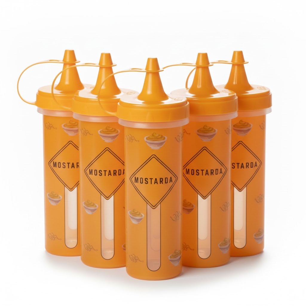 KIT 5 BISNAGA DECORADA MOSTARDA 250ML PLASUTIL