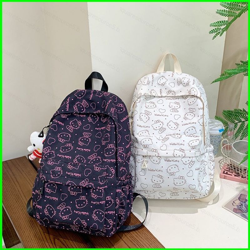 SQ5 Hello Kitty Faculdade Mochila Grande Capacidade Leve Moda Feminina Bonito Dos Desenhos Animados Saco De Escola Sacos