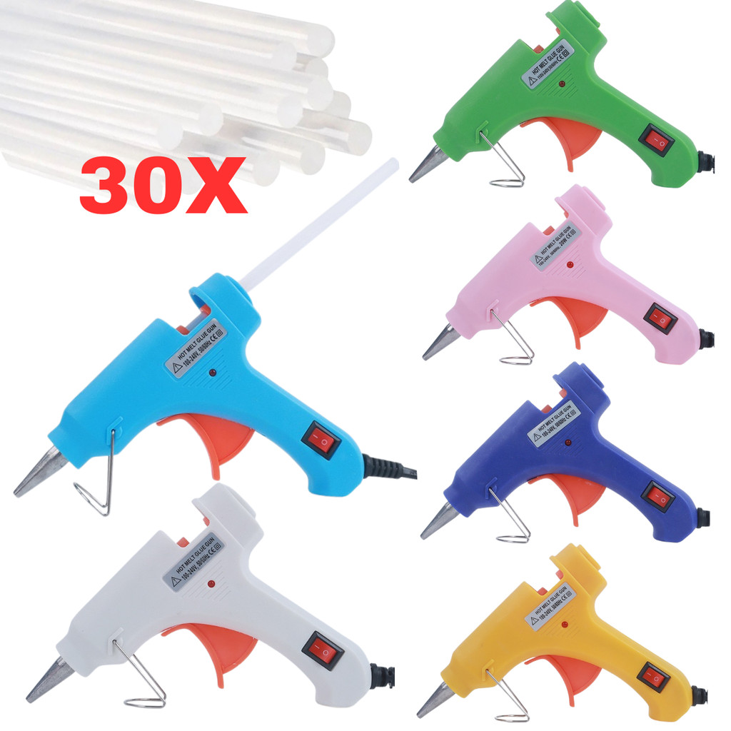 Pistola De Cola Quente Bivolt 20W +10, 20, 30 Bastões De Cola Botão Liga/Desliga Profissional Bivolt em Oferta na Shopee