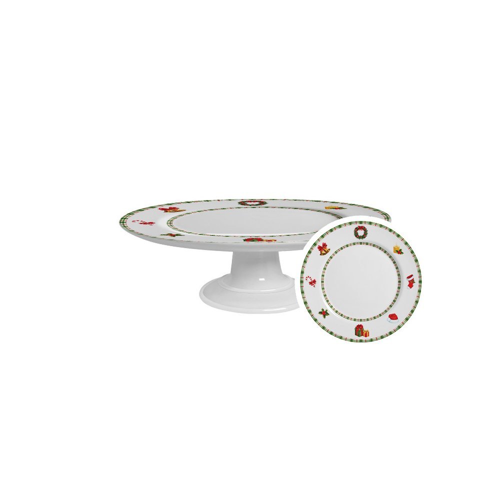Boleira Pequena Jingle Bells 21cm Natal Cerâmica Alleanza