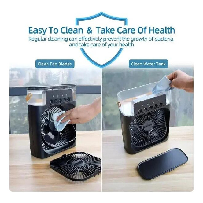 Mini Ventilador Umidificador Climatizador Portátil Entrada USB Bivolt Pratico Portatil Cor Preto