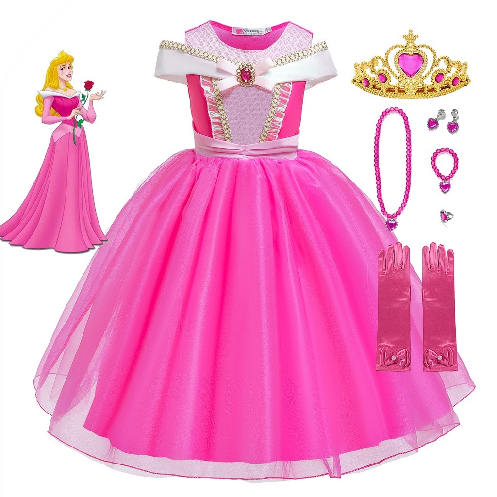 LM Bela Adormecida Aurora Princesa Para Meninas Crianças Vestido Cosplay Festa