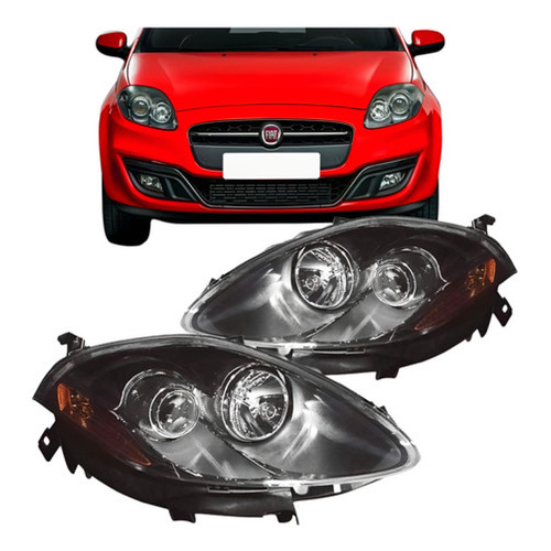 Farol Fiat Bravo 2010 2011 12 2013 2014 2015 2016 Fume Black em Oferta na Shopee