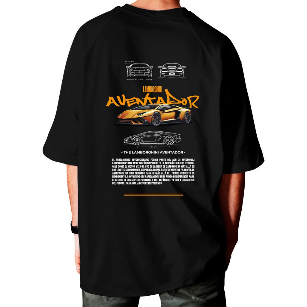 Camiseta Unissex Oversized Plus Size Feminina Masculina Lamborghini Clássico Design Luxuoso Streetwear Automotivo 100% A