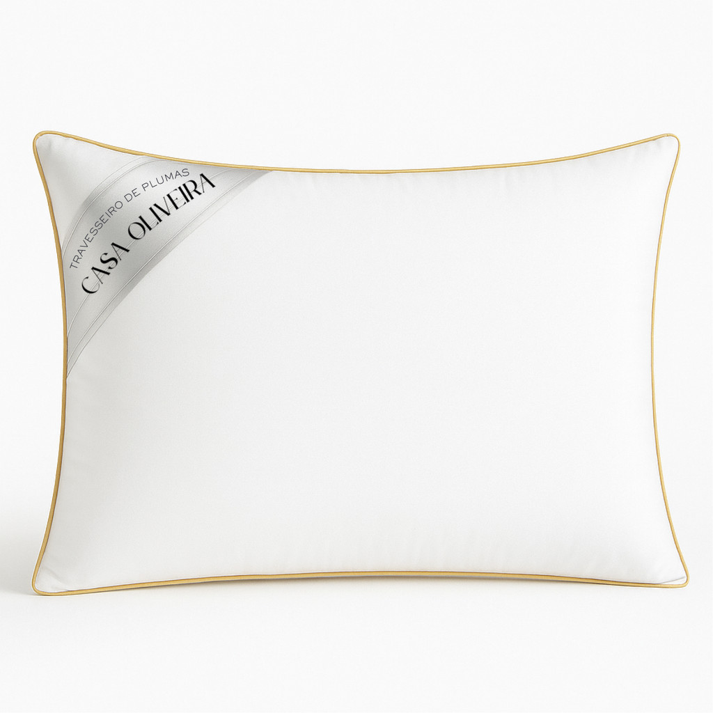 Travesseiro Pluma De Ganso 100% Algodão 300 Fios Antialérgico Hotel 5 Estrelas Macio 70x50cm Luxo