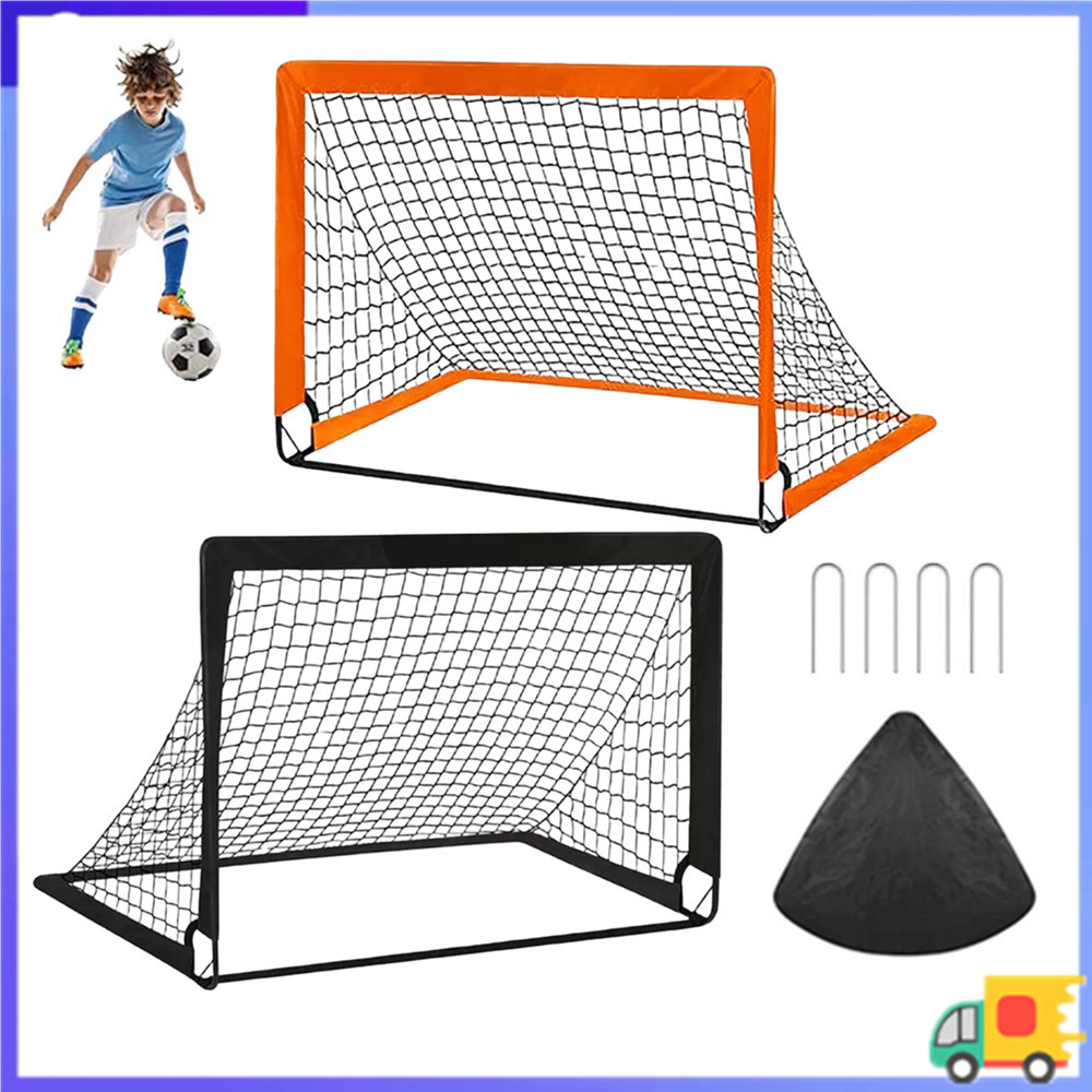 Gol de futebol portátil jogo de futebol ao ar livre rede de futebol Pop-up dobrável, preto/laranja