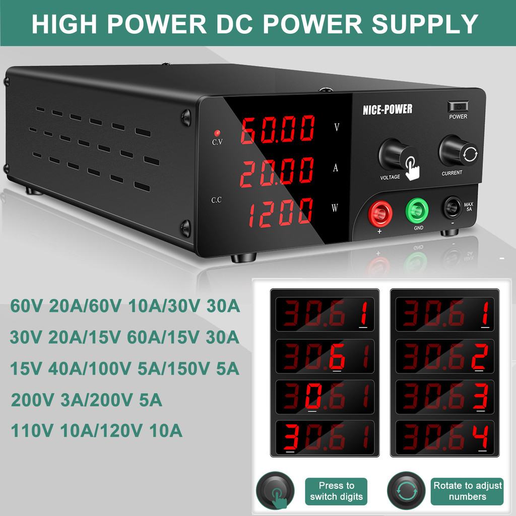 NICE-Power 60V 20A Fonte De Alimentação DC Comutada 30V 20A , 30V 30A , 15V 60A 0-1200W De Bancada De Alta Potência