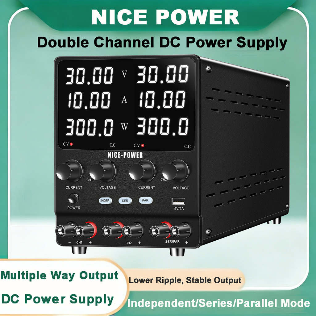 NICE-Power Fonte De Alimentação De Bancada 4 Em 1, 30V 10A, saída em série e paralelo com um toque