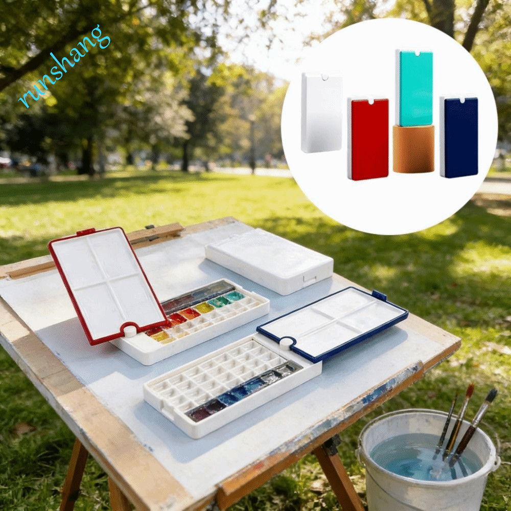Paleta De Aquarela RUNSHANG , Caixa De Pintura Vazia Giratória De 360 Graus Embalagem Multifuncional Em
