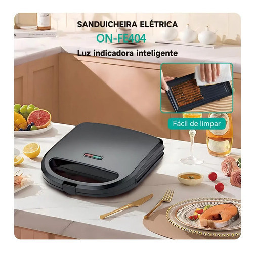 Sanduicheira Grill Onistek 800W Antiaderente Portátil Lanche Rápido Prática