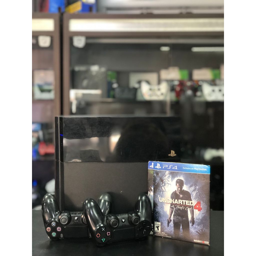 PlayStation 4 Fat 1 Tera Preto 02 Controles s/fios Original 02 Jogos - item usado