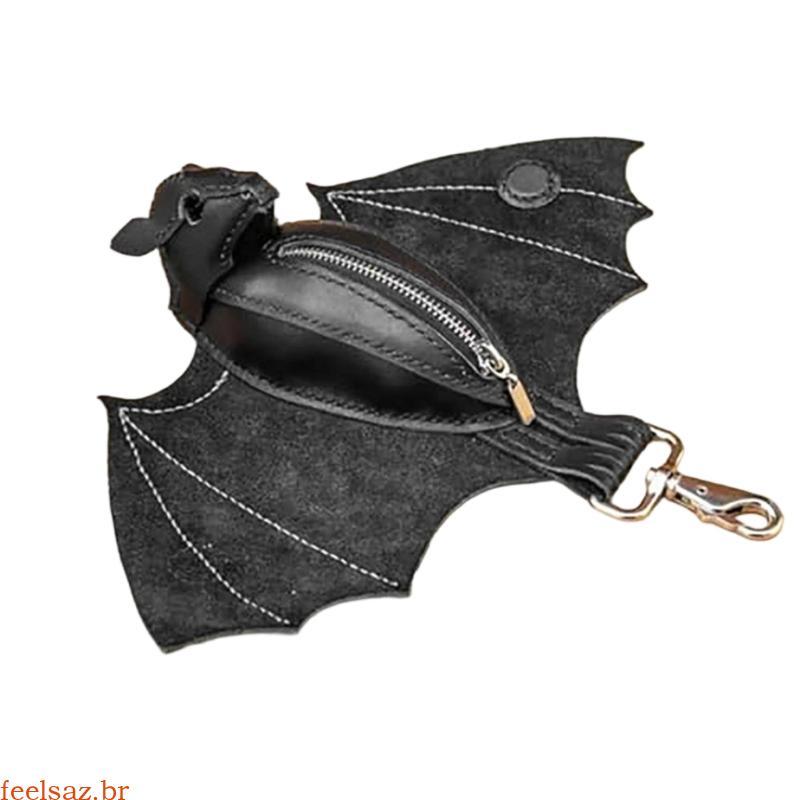 feelsaz Bolsa Moedas Morcego Couro PU Amigável Trava Segura E Portátil