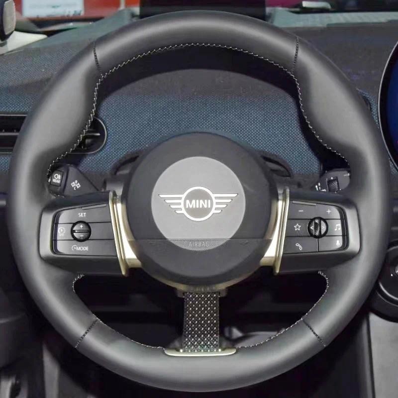 Capa De Volante De Carro Para Mini Cooper S F56 F54 F55 F57 F60 Countryman 2024 Couro Preto Costurado À Mão E Camurça