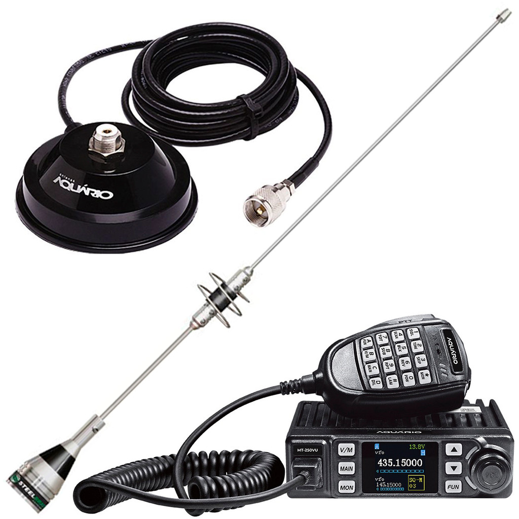 Radio Dual Band Antena Dual 44cm Vhf Uhf AP0188 Suporte Magnético Cabo 4m