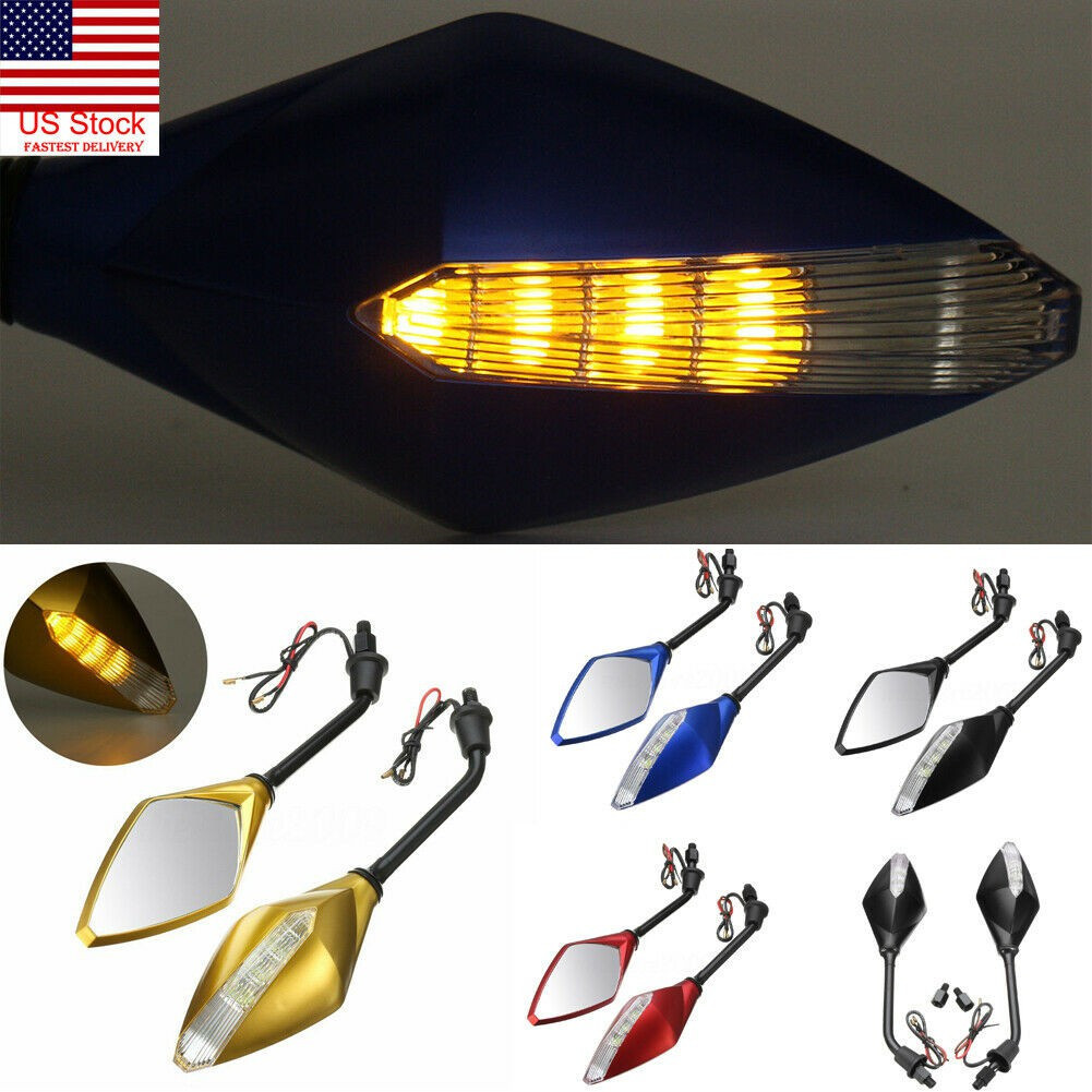 2 Peças / 1 Par de Luzes de Espelho Retrovisor para Motocicleta e Bicicleta com Sinalizador LED