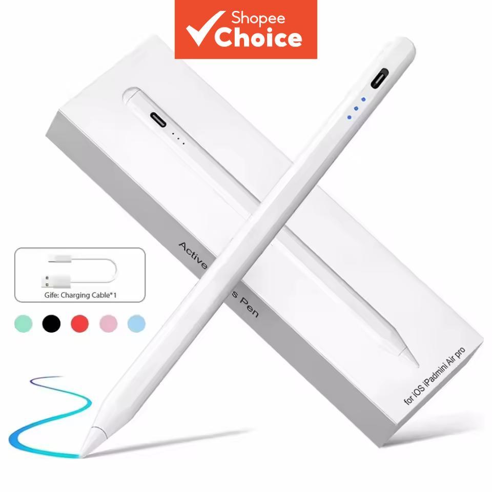 Caneta Stylus para iPad (2018-2025) Gen 7 8 9 10 Caneta de Carregamento Tipo C, Rejeição de Palma, Caneta Ativa, Sem