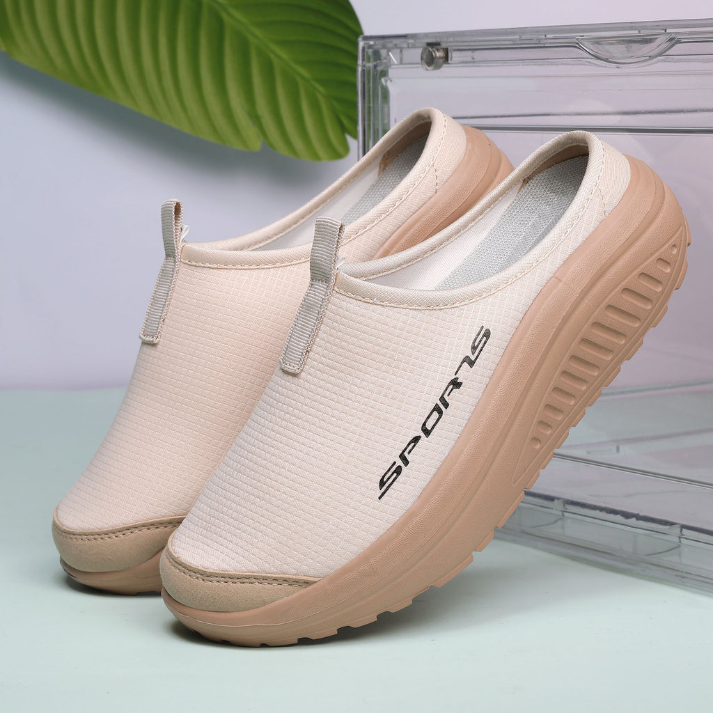 Mules Unissex de Malha Respirável, Sapatos Confortáveis com Plataforma e Solado Curvo