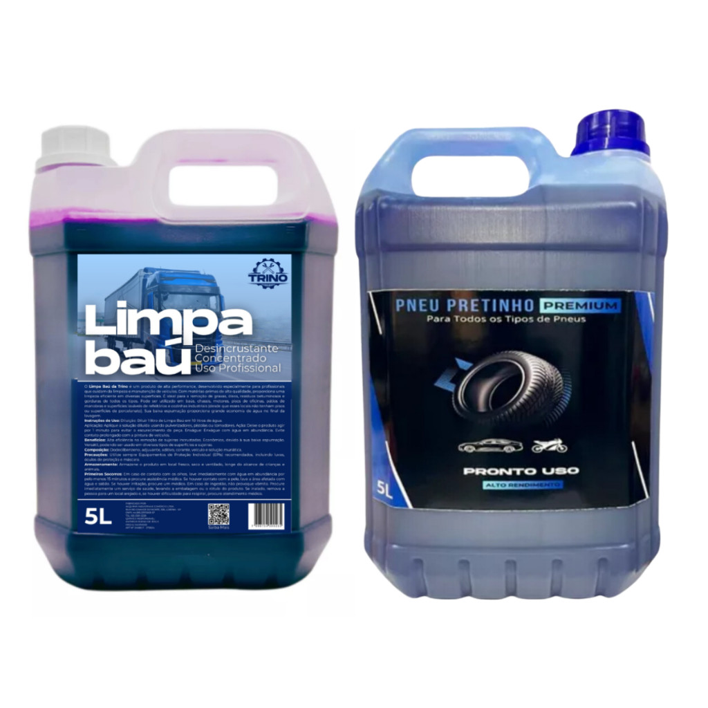 KIT LIMPEZA AUTOMOTIVA LIMPA BAU LIMPA ALUMINIO CONCENTRADO + PRETINHO NAO SAI COM AGUA 5 LITROS