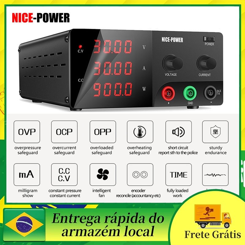 Fonte de Bancada NICE-POWER R-SPS3020 30V 10A 60V 600W 900W 1200W Fonte de Alimentação DC Regulador de Tensão e Corrente