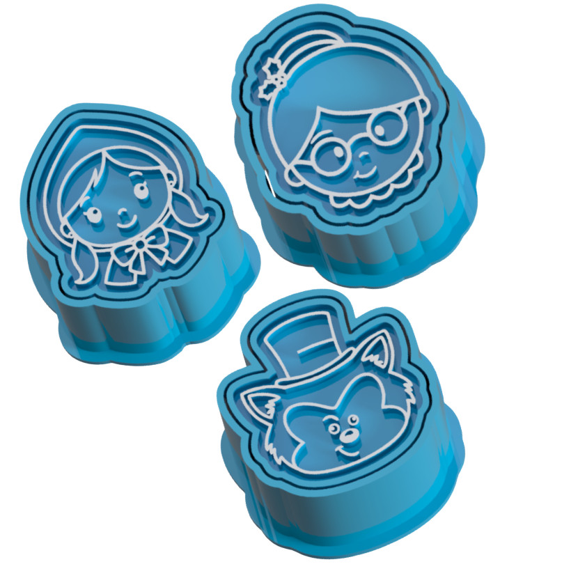 Kit 3 Ejetor Brigadeiro Chapeuzinho Vermelho Vovó e Lobo Mau