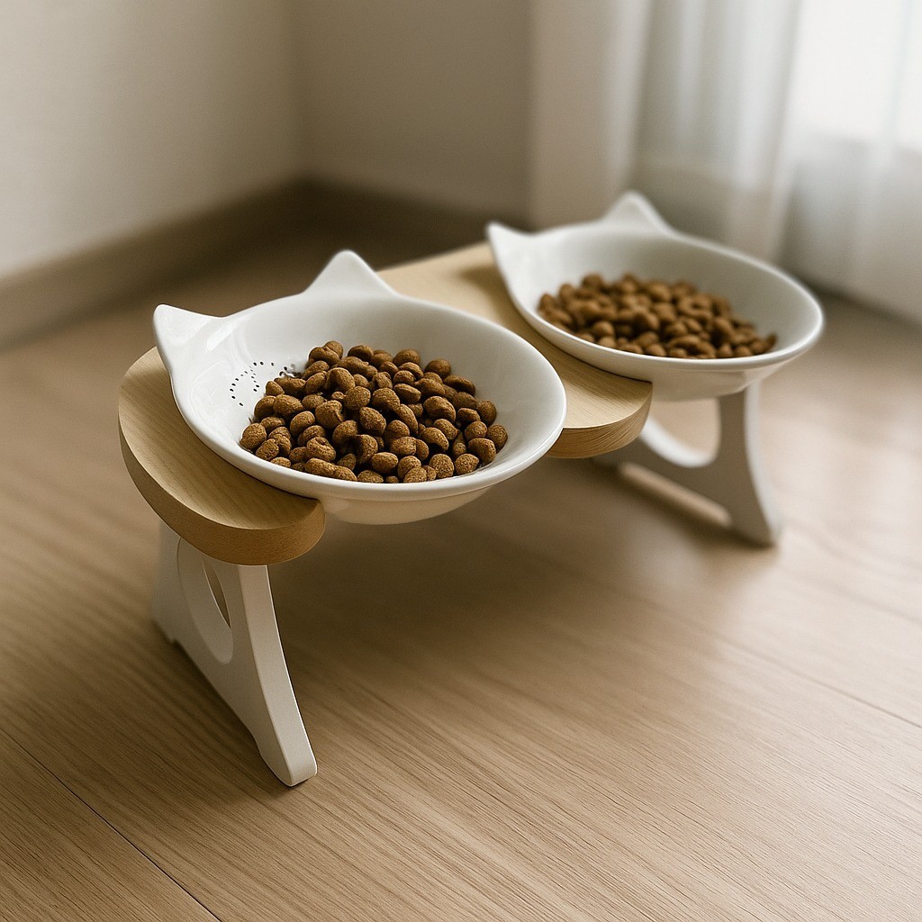 Comedouro Elevado Porcelana Premium Duplo Ergonômico Pet Luxo