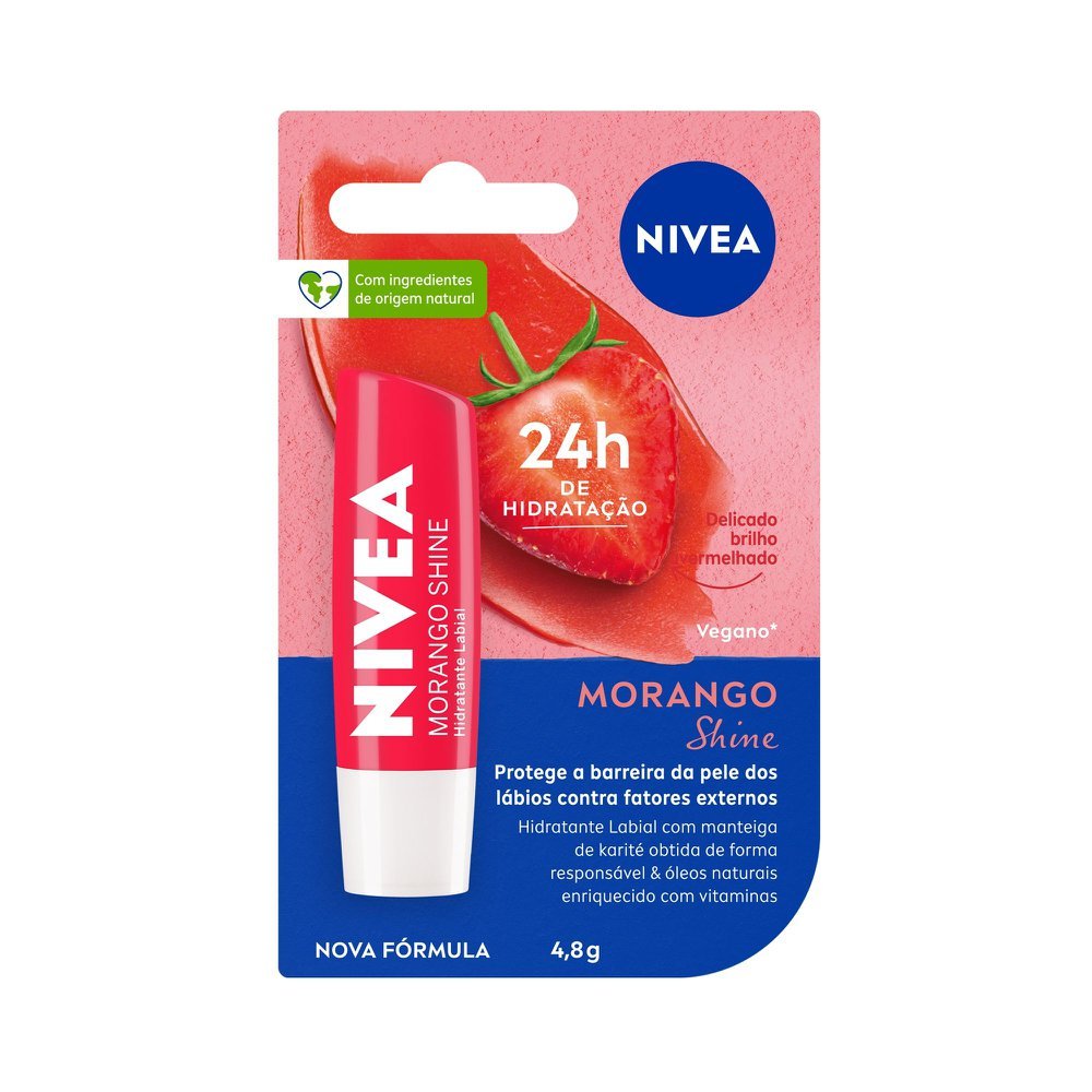 Hidratante Labial Nivea Morango Shine 4,8 g