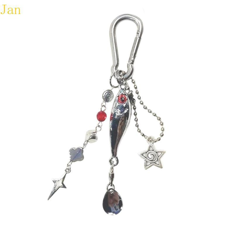 Jan Eddie Streetwear Peixe Chaveiro Versátil Saco Acessório Pingente Contas Multicoloridas Para Casais Sacos Mochila