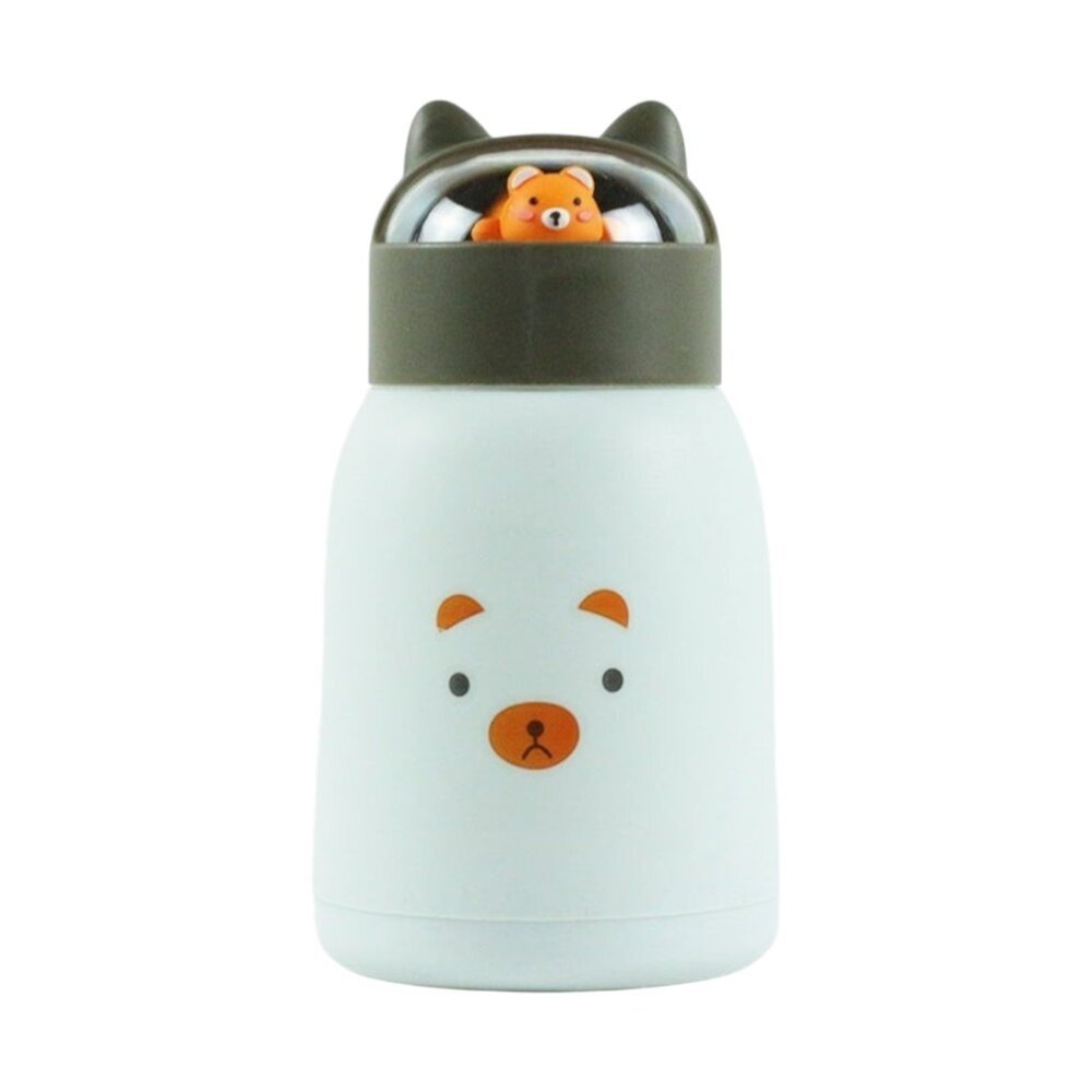 Copo Infantil 350ml Cartoon Interior de Vidro Parede Dupla Isolamento Térmico Branco