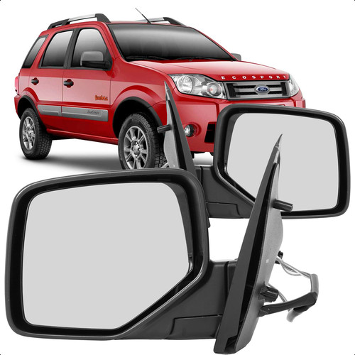 Retrovisor Ecosport 2003 A 2012 Eletrico Preto Liso