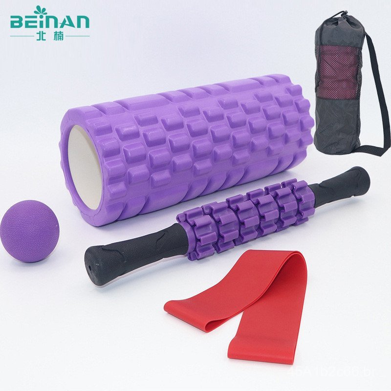 Rolo de massagem texturizado de 33cm, conjunto de bolas de fáscia, rolo de espuma para yoga, rolo de massagem para yoga,