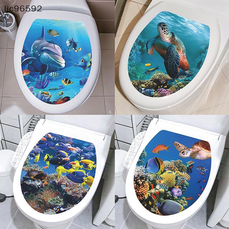 [ljc] Tampa De Vaso Sanitário Com Padrão Animal Submarino De Vários Estilos Stiers Decoração De Banheiro Pintura Removív