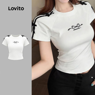 Lovito Casual Camiseta Colorblock Arco Primavera/verão para Mulheres LK4LD2246 em Oferta na Shopee