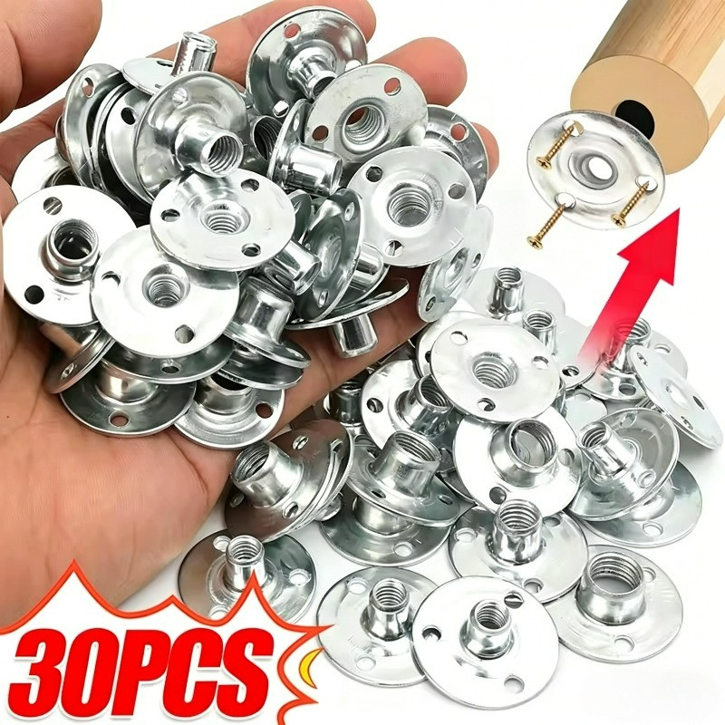 10/30pcs Brad Hole Tee Nuts-Inserção De Flange Rosca Fêmea Porca Aparafusada-T De Aço Manganês De Placa Plana De Bloquei