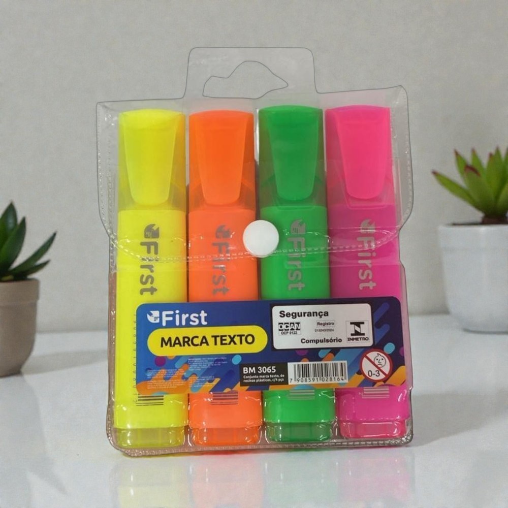 Kit marca texto neon 4 cores fluorescente alto brilho estudo escritório De Achadinho