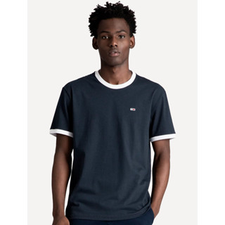 Camiseta Tommy Jeans Masculina Regular Flag Ringer Azul Marinho em Oferta na Shopee