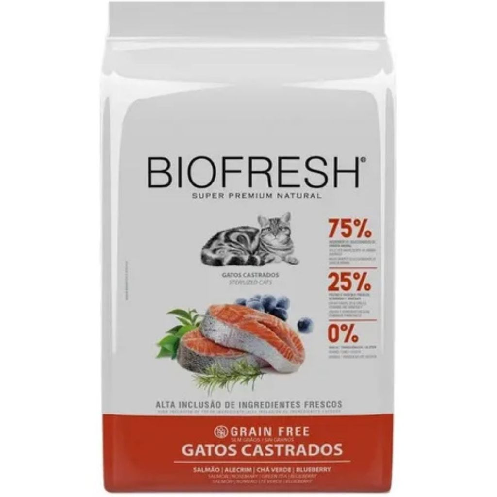 Ração Biofresh Para Gatos Adulto Castrado Sabor Salmão 7,5kg