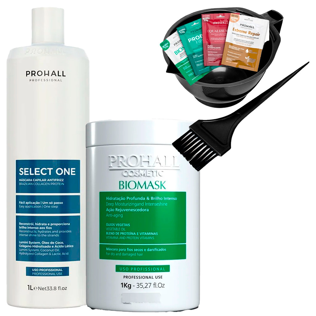 Kit Progressiva Select One 1L e Máscara Biomask 1kg ProHall