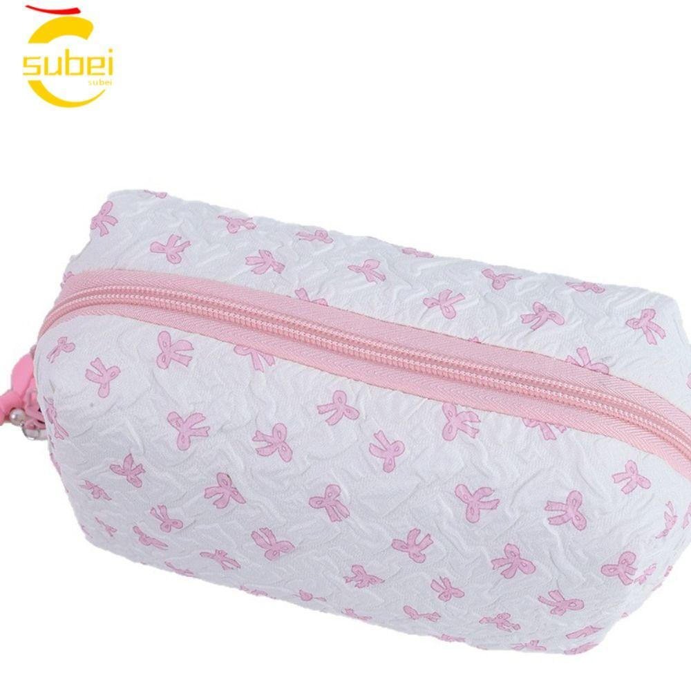 Saco De Caneta SUBEI , Lápis De Grande Capacidade Com Laço , Armazenamento Cosmético Multifuncional Portátil
