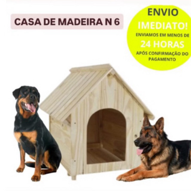 Casinha N6 de Madeira Pinus Para Cachorro Grande Pittbull Rottwailler Pastor Alemão Pet Numero 6 Resistente
