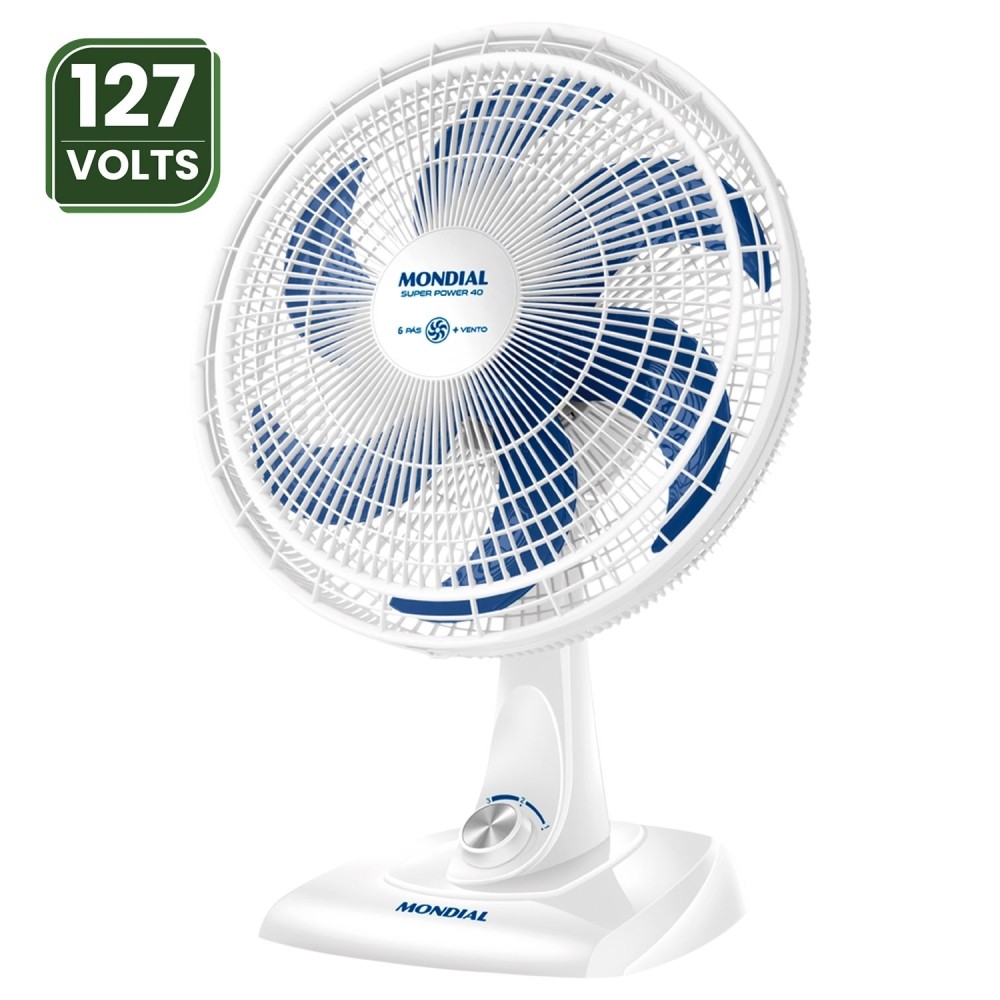 VENTILADOR MESA 40CM SUPER POWER 127V BRANCO MONDIAL