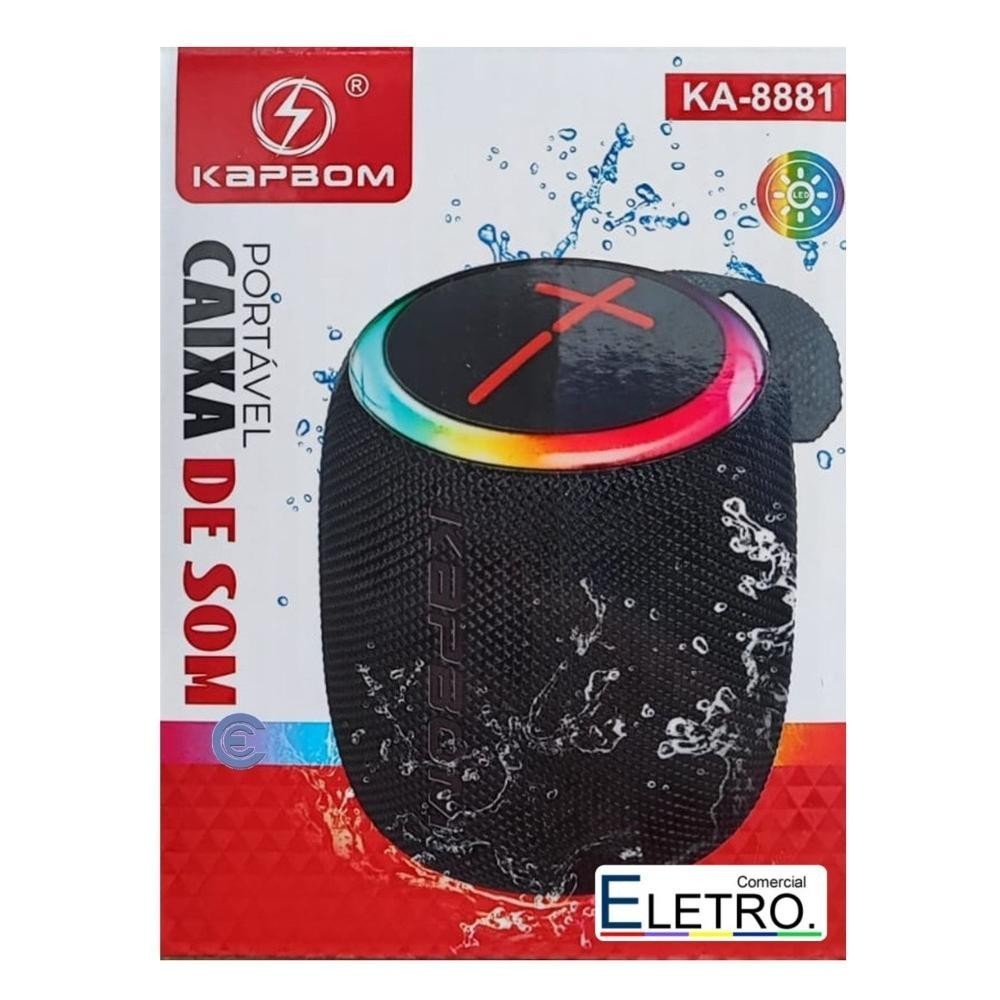 Caixa de Som Portatil KA-8881 Kapbom  Bluetooth Wireless Sistema TWS Entrada Pendrive USB Cartão TF