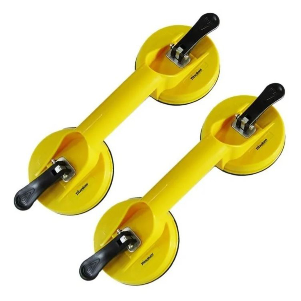 Kit 2 Ventosa Dupla 80kg ABS para Vidros Espelhos Porcelanato – Titanium Platina